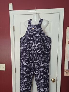 Mushroom Print One-Piece Overalls - Navy